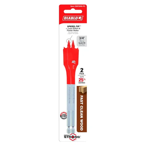 Miniatura 2 de Diablo DSP2090-P2 - Brocas de pala para madera, diseño de punta de velocidad, diámetro de 3/4 pulgadas, longitud de 6 pulgadas, vástago hexagonal