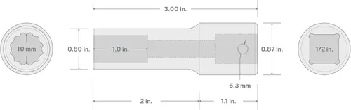 Miniatura 6 de TEKTON Encastre de 1/2 pulgada x 0.394 in de profundidad 12 puntos de impacto SID23310