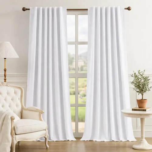 Miniatura 19 de HOMEIDEAS Cortinas Opacas 100% de Chenilla para Dormitorio, Cortinas Rosa Rubor de 63 Pulgadas de Largo, 2 Paneles para Sala de Estar/Guardería
