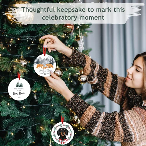 Miniatura 3 de Adorno de Navidad de familia de 3 2025, adorno personalizado para la primera Navidad del bebé, recuerdo de adorno familiar con tema de oso, 3.5 Co-03