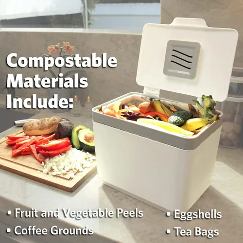 Miniatura 8 de GLAD Contenedor de abono para cocina, 1.5 galones, recipiente de plástico con cesta interior extraíble, soporte de almacenamiento de bolsas