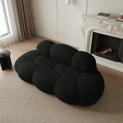 Miniatura 3 de JACH Sofá de nube de 3 plazas para sala de estar, moderno sofá tapizado de sherpa, sofá de ocio minimalista, cómodo sofá nube para apartamento