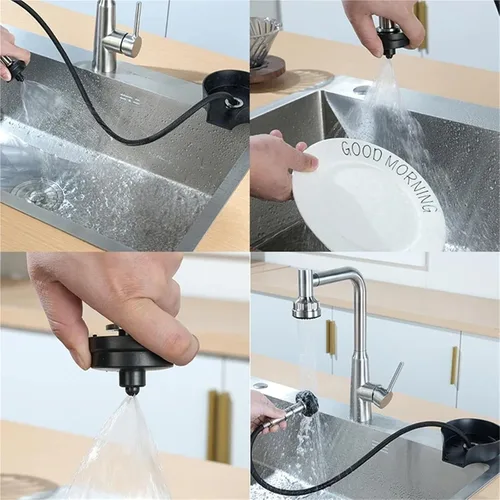 Miniatura 7 de Enjuagadora de vidrio para fregadero de cocina, arandela de tazas con boquilla giratoria 360 con manguera flexible, acero inoxidable 304 y compuesto