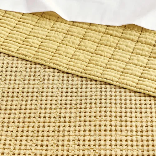 Miniatura 7 de Levtex Home Mills Waffle - Juego de colcha King (122x106 pulgadas) con 2 fundas de almohada (36x20 pulgadas) - Ocre - Juego de colcha King