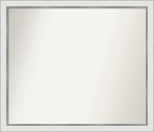 Miniatura 332 de Amanti Art Espejo de baño blanco para sobre el fregadero, 30 x 35 pulgadas, espejo de tocador rectangular estrecho de Eva de oro blanco, marco