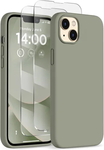 Miniatura 30 de Funda de silicona diseñada para iPhone 14 Plus, con 2 protectores de pantalla, funda protectora de cuerpo completo a prueba de golpes, funda delgada