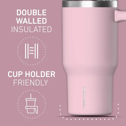 Miniatura 4 de Hydrapeak Voyager - Vaso aislado de 25 onzas con asa y tapa para sorber y popote 2 en 1, de acero inoxidable para uso diario, viajes, botella