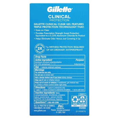Miniatura 9 de Gillette Antitranspirante clínico y desodorante para hombres, protección 72HR contra el sudor y el olor, frescura de larga duración, tecnología