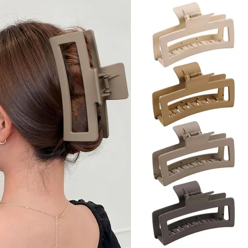 Miniatura 20 de ZYTJ Pinzas de garra negras extra grandes de 5 pulgadas para cabello grueso y largo, paquete de 4 clips de garra extra grandes, pinzas rectangulares