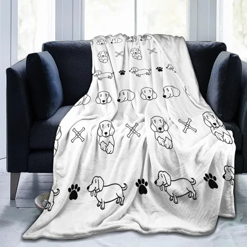 Miniatura 8 de Manta Bichon Frise, 30 x 40 pulgadas, sin costuras, bocetos negros de bichón, cabezas de cachorro, patrón de huesos y patas, manta de franela