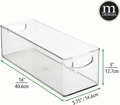 Miniatura 2 de mDesign Organizador de plástico para juguetes, cesta de almacenamiento con asas para armario, armario, armario y estantes, capacidad para bloques