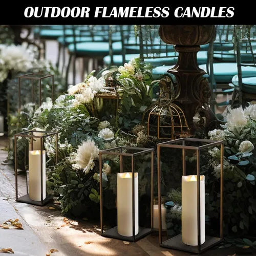 Miniatura 4 de Velas LED operadas por batería de 2"x6" de plástico, parpadeantes, sin llama, con temporizador, impermeables para exteriores, velas de pilar