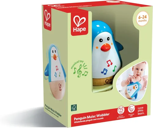 Miniatura 11 de Hape Pingüino Musical Tamborante Pingüino Melodioso Colorido y Tamborante, Juguete Roly Poly para Niños de 6 Meses+, Multicolor, 5' x 2' (E0331)