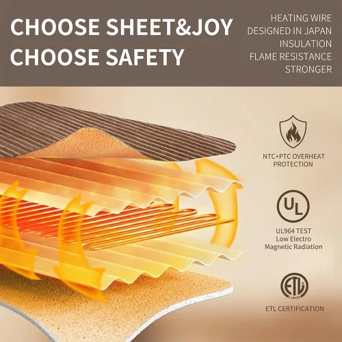 Miniatura 2 de Sheet&Joy - Manta eléctrica térmica marrón - 50 x 60 pulgadas, manta térmica con apagado automático de 1/2/4/6/8 horas, 8 niveles de calor