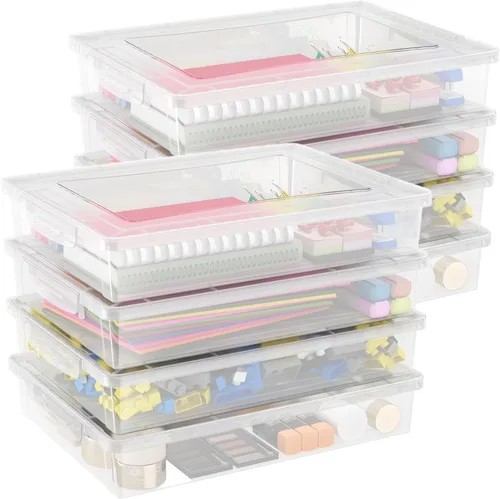 Miniatura 10 de Lifewit Paquete de 2 organizadores de papel, 12.6 x 9.1 in/12 x 9 pulgadas, caja de archivos de plástico multiusos con tapas de cierre, contenedores