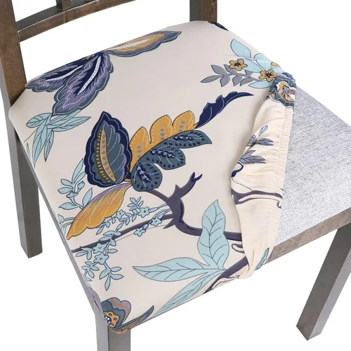 Miniatura 31 de SearchI Fundas de Asiento para Sillas de Comedor Elásticas con Estampado Juego de 6 Fundas de Asiento de Silla, Protector de Cojín de Silla Tapizada