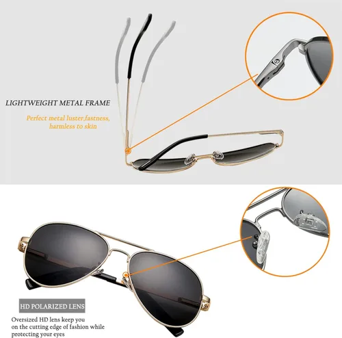 Miniatura 5 de HJSTES Gafas de sol polarizadas de aviador para niñas y niños gafas clásicas para jóvenes lentes de protección UV400 2047in