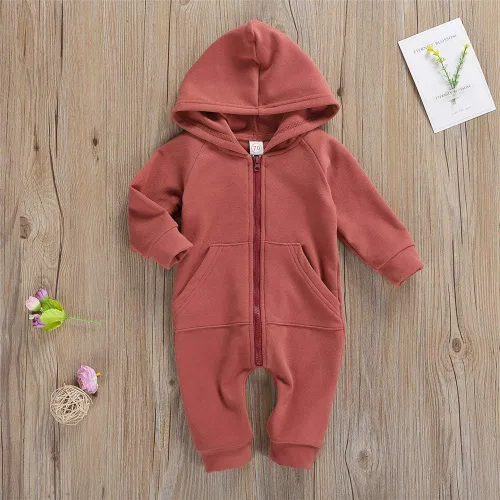 Miniatura 7 de FYBITBO Mameluco con capucha y cremallera para bebés, niños y niñas, mameluco de manga larga para otoño e invierno, ropa cálida