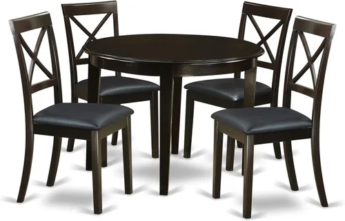 Miniatura 10 de East West Furniture BOST5-CAP-C - Juego de comedor de 5 piezas para 4 personas, incluye una mesa de cocina redonda y 4 sillas de comedor de tela