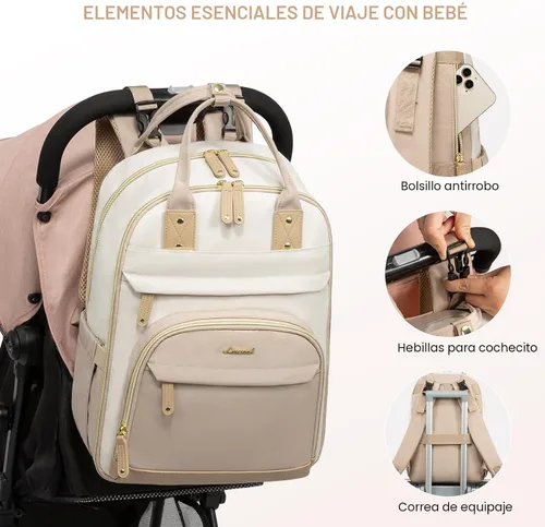 Miniatura 4 de LOVEVOOK Mochila para Pañales, Bolsa de Bebé con Cambiador, Mochila Grande para Pañales Niño Niña, Bolsa Impermeable para Registro de Bebé para Mamá