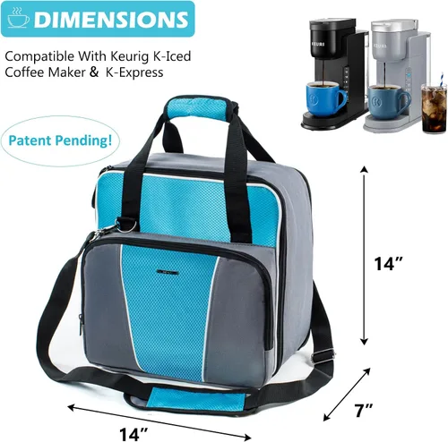 Miniatura 2 de BAGSPRITE - Bolsa de viaje para cafetera Keurig K-Express, estuche porta-cafetera K-Iced de servicio único con múltiples bolsillos para cápsulas
