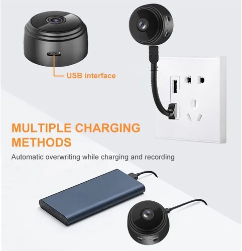 Miniatura 5 de Cámara de seguridad mini Enzemit, cámara A9 mini, cámara WiFi 1080P HD para interiores y exteriores para bebé/mascota/niñera, cámara IP