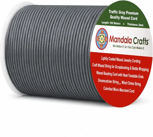 Miniatura 20 de Cuerda Mandala Crafts 0.03 pulgadas 109 yardas para hacer joyería, artesanía, macramé, cuerda de algodón encerado Negro