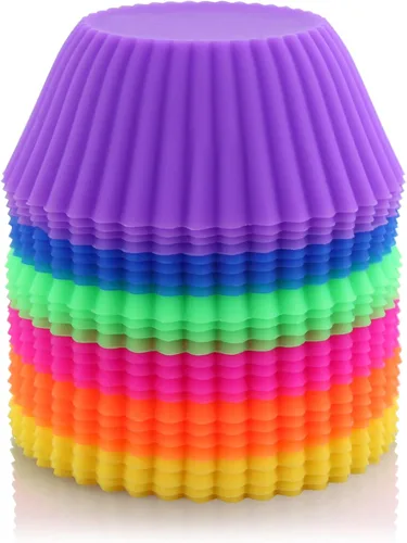 Miniatura 4 de New Star Foodservice 44270 Vasos de silicona reutilizables para hornear y forros para cupcakes, juego de 24
