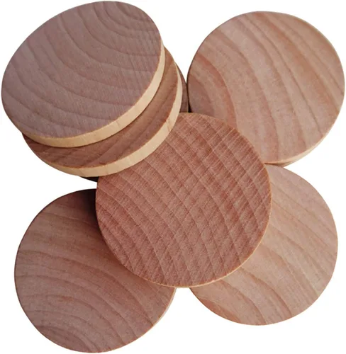 Miniatura 4 de Monedas de madera natural de 1.5 pulgadas sin terminar, piezas redondas de madera para proyectos de manualidades y artes, 50 por paquete.