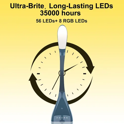 Miniatura 5 de Lámpara de escritorio LED con control táctil y cuello de cisne de 360 grados, 9 modos de iluminación con 5 colores RGB para luz de lectura de Azul
