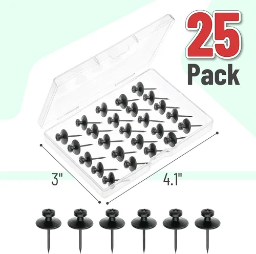 Miniatura 2 de Mr. Pen - Clavos de doble cabeza para colgar cuadros, paquete de 25, negro, clavos para cuadros, tachuelas para colgar en la pared, pines