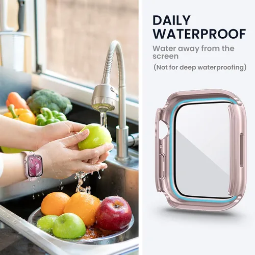 Miniatura 4 de Tensea (2 en 1) para Protector de Pantalla Impermeable para Apple Watch 41mm Serie 9/8/7 Accesorios, 360 Frente y Espalda, Funda Protectora de Cara
