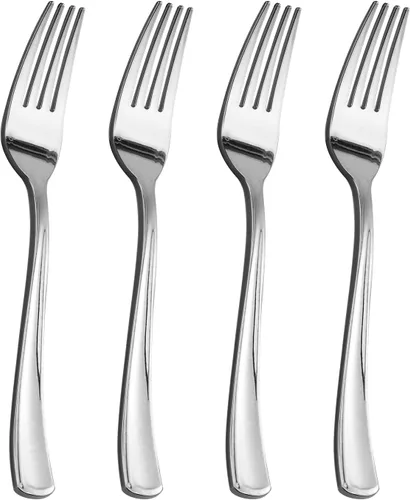 Miniatura 8 de Goodluck Paquete de 50 tenedores de plástico dorados, tenedores resistentes, desechables, cubiertos de plástico perfectos para bodas, fiestas, cenas