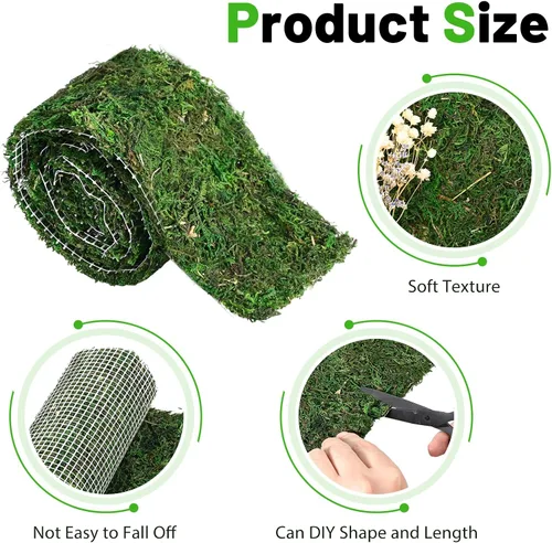 Miniatura 3 de Rollo de musgo seco verde de 40 x 6 pulgadas, hoja de musgo preservado para manualidades, decoración de mesa, hada, boda, fiesta, bosque, decoración