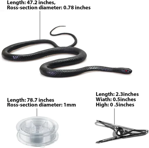 Miniatura 2 de Broma de serpiente con clip de cuerda, serpiente falsa en una broma de cuerda, broma de serpiente de goma realista para burlas de amigos, mantener a