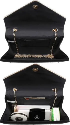 Miniatura 5 de Dasein Bolso de noche con diamantes de imitación para mujer, bolso de mano de ante sintético, para fiesta, formal, monederos brillantes, cóctel, boda