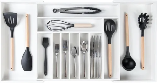 Miniatura 9 de KitchenEdge Organizador Premium de Cubiertos, Vajilla y Utensilios para Cajones de Cocina, Grado Contractual Apto para Alimentos, Expandible de 18 a