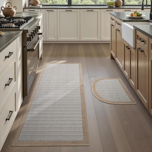Miniatura 14 de PADOOR Juego de 2 alfombras de cocina antideslizantes, extra grandes de 2.5 x 6 pies + 20 x 32 pulgadas, para suelo de cocina, antideslizante