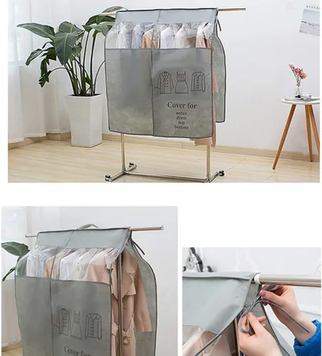 Miniatura 5 de Bolsas de ropa para colgar ropa, 43. 7 bolsas transparentes para colgar ropa para armario, cubierta inferior cerrada para perchero, protector