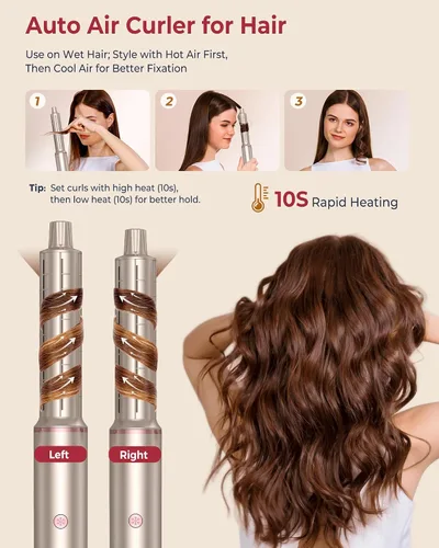 Miniatura 3 de UKLISS - Estilizador de cabello de aire caliente 6 en 1 con secador de pelo de alta velocidad de 110,000 rpm, cepillo de secado automático redondo
