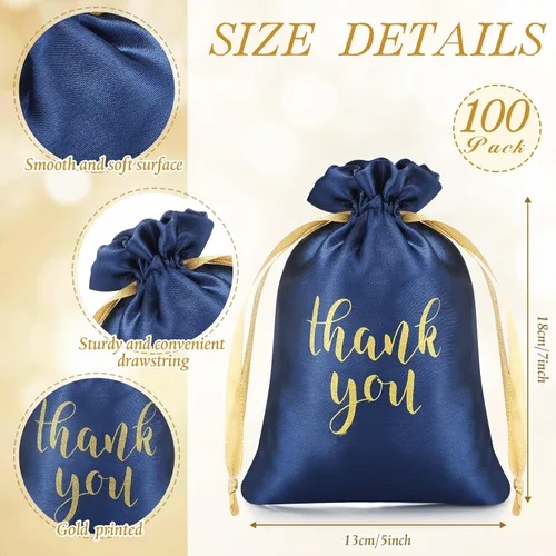 Miniatura 2 de Roowest 100 Piezas Bolsas de Regalo de Satén con Cordón de Agradecimiento Bolsas para Joyas y Dulces para Bodas, Despedidas de Soltera, Baby Shower