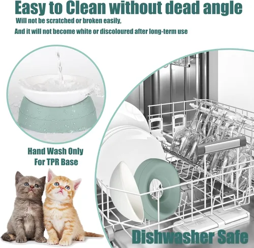 Miniatura 5 de Cuenco de Comida para Bulldog Francés - Cuenco Inclinado y Ladeado para Comida y Agua de Pug, Cuenco para Gatos - Comedero para Frenchie/Shih Verde