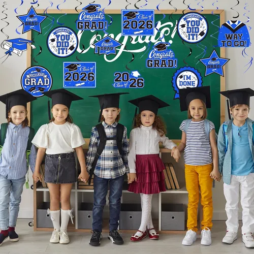 Miniatura 4 de 31 decoraciones de graduación para clase de 2026, remolino colgante de graduación, felicitaciones y decoraciones de fiesta de graduación