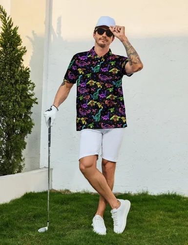 Miniatura 5 de Camisas de golf divertidas para hombre, camisas polo hawaianas de los años 80, camisas polo divertidas hawaianas para playa, verano, golf