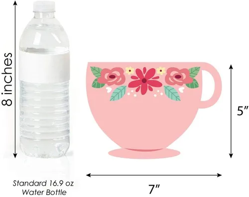 Miniatura 5 de Big Dot of Happiness Floral Let's Par-Tea - Decoraciones para tazas de té, artículos esenciales para fiestas de té en jardín, juego de 20