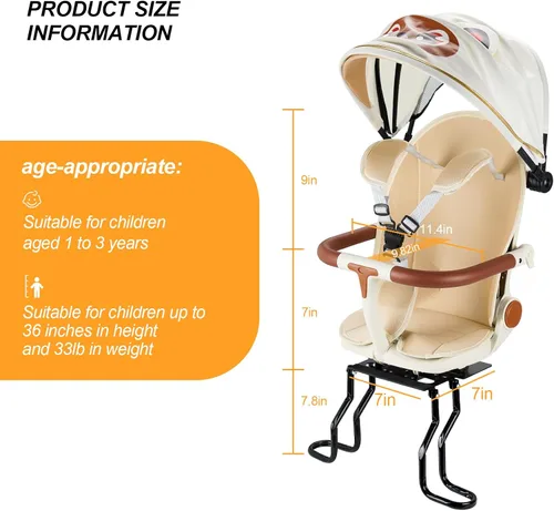 Miniatura 3 de XIEEIX Asiento trasero de bicicleta para niños, asientos de bicicleta para niños montados en la parte trasera, asiento infantil de montaje trasero