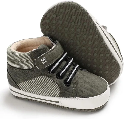 Miniatura 2 de Sekantrol Zapatos de cuna para recién nacidos, para niños y niñas, suela de goma suave, zapatos para bebés, zapatos deportivos de moda de caña alta