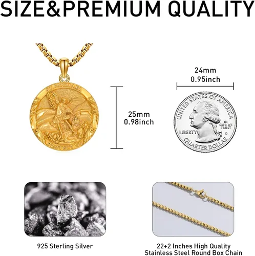 Miniatura 3 de CEKAMA - Collar de plata de ley 925 con dije de amuleto para hombres y mujeres, con cadena de 0.098 in, 22 pulgadas + 2 pulgadas
