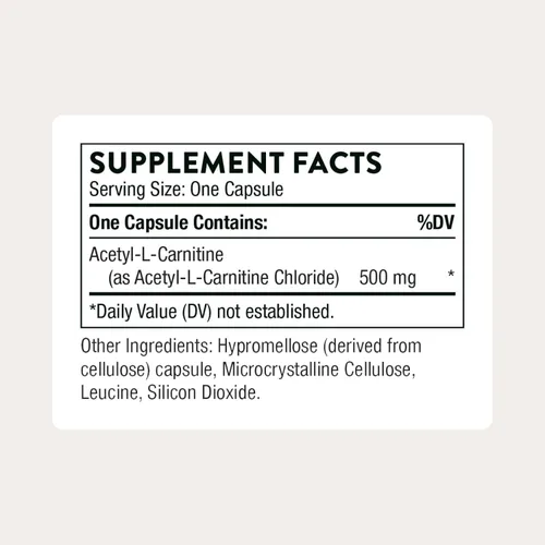 Miniatura 2 de THORNE - Acetil-L-Carnitina - 500 mg - Apoya la función cerebral y las sensaciones nerviosas saludables en las manos y los pies* - Sin gluten