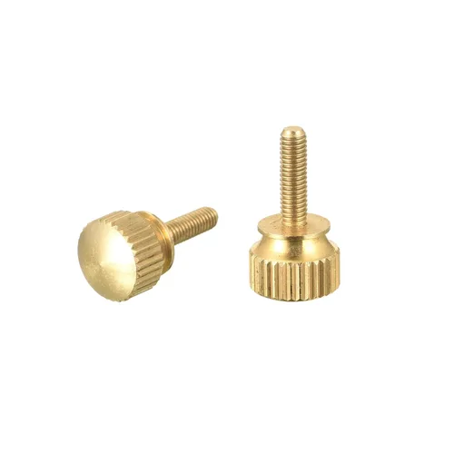 Miniatura 17 de uxcell 2 tornillos moleteados para el pulgar, pernos de hombro de latón M5x8mm, perillas de agarre escalonadas para PC, electrónicos, mecánicos